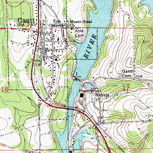 Topographic Map of Gantt Lake, AL