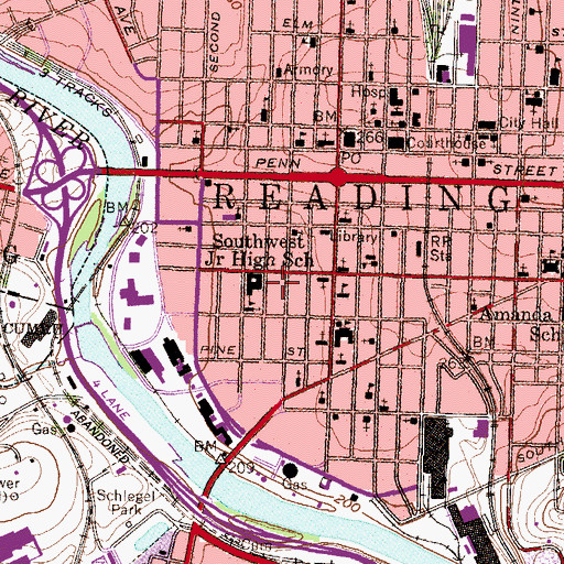 Topographic Map of Southwest Junior High School, PA