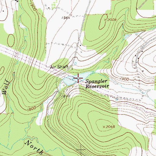 Topographic Map of Spangler Reservoir, PA