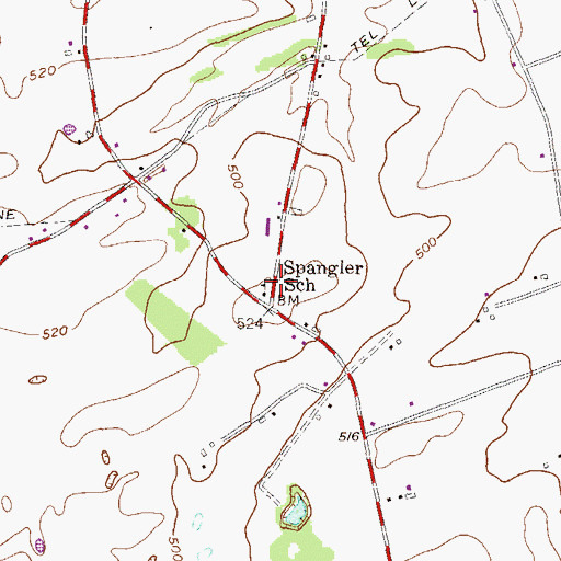 Topographic Map of Spangler School, PA