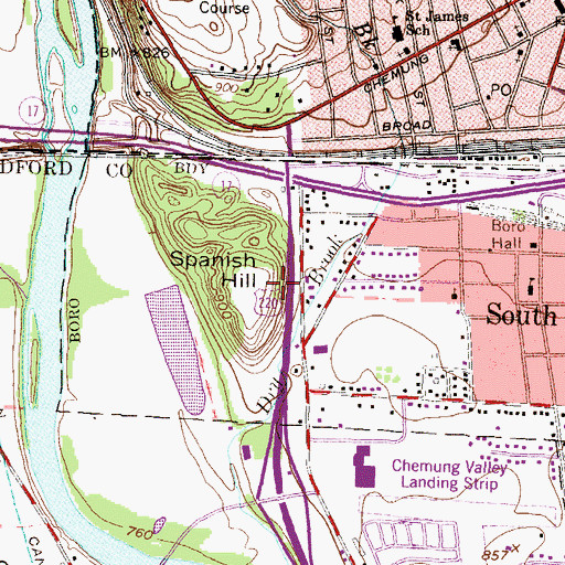 Topographic Map of Spanish Hill, PA