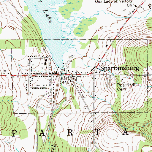 Topographic Map of Spartansburg, PA