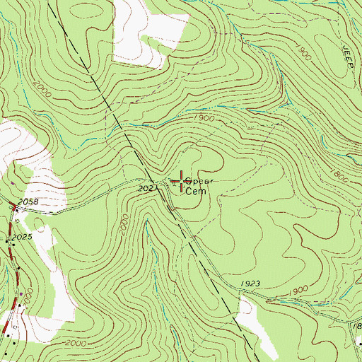 Topographic Map of Spear Cemetery, PA