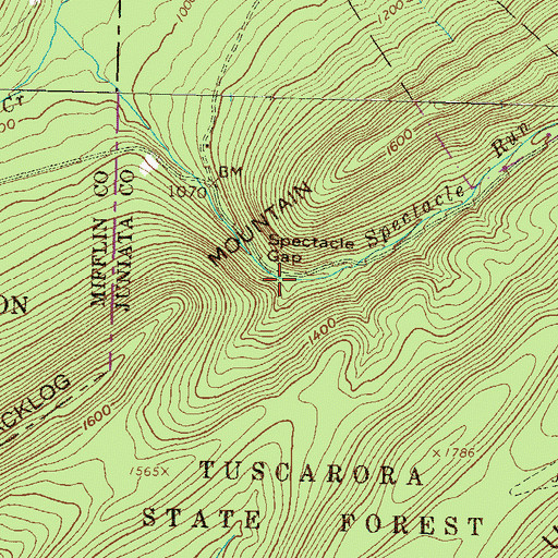Topographic Map of Spectacle Gap, PA