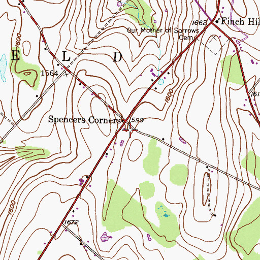 Topographic Map of Spencers Corners, PA