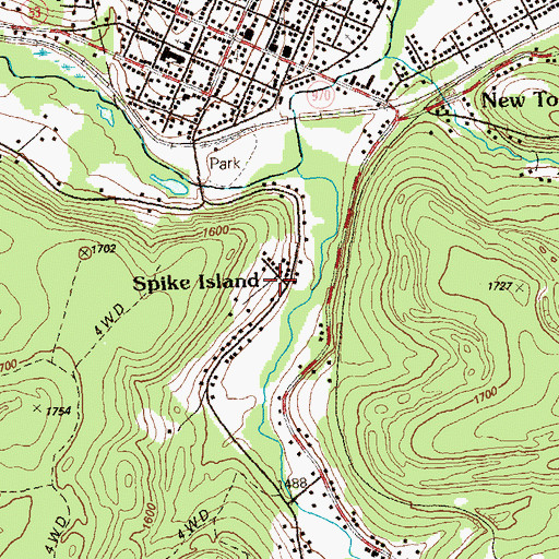 Topographic Map of Spike Island, PA