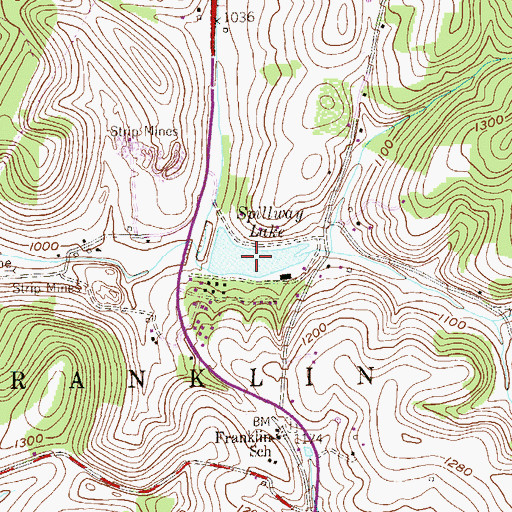 Topographic Map of Spillway Lake, PA
