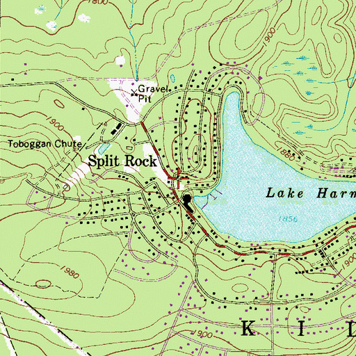 Topographic Map of Spilt Rock, PA
