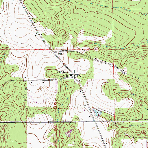 Topographic Map of Garden Church, AL