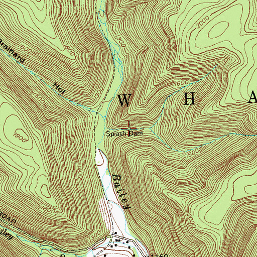 Topographic Map of Splash Dam, PA