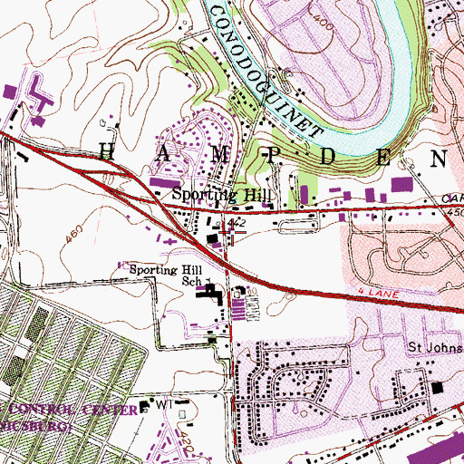 Topographic Map of Sporting Hill, PA