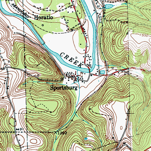 Topographic Map of Sportsburg, PA