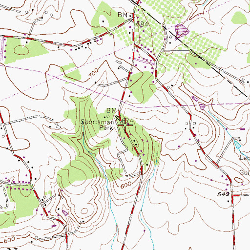 Topographic Map of Sportsman Park, PA