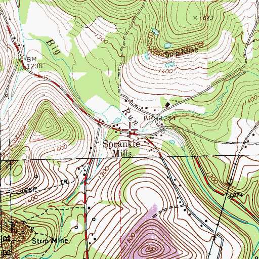 Topographic Map of Sprankle Mills, PA