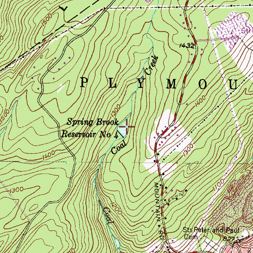 Topographic Map of Spring Brook Reservoir Number Four, PA