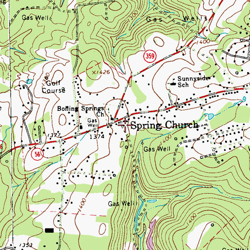 Topographic Map of Spring Church, PA