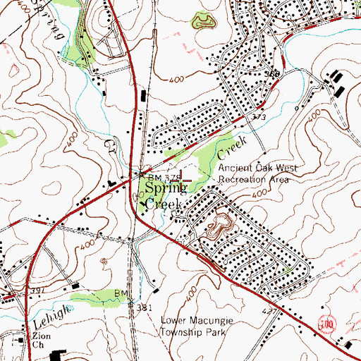Topographic Map of Spring Creek, PA