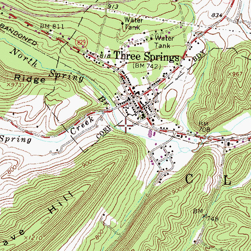 Topographic Map of Spring Creek, PA