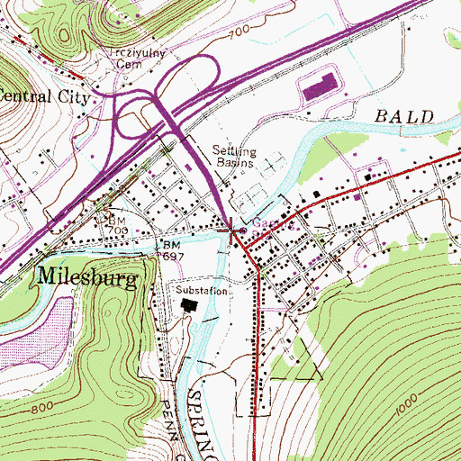 Topographic Map of Spring Creek, PA