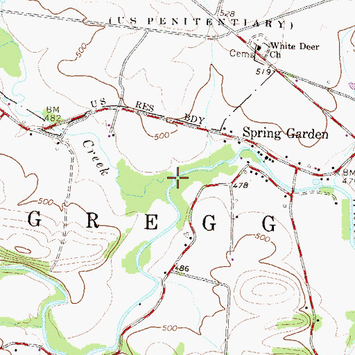 Topographic Map of Spring Creek, PA