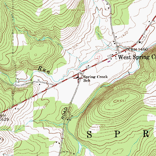 Topographic Map of Spring Creek School, PA