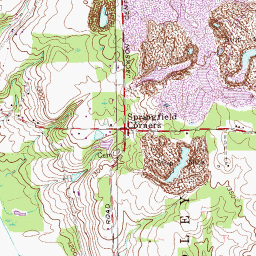 Topographic Map of Spring Field Corners, PA