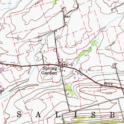 Topographic Map of Spring Garden, PA