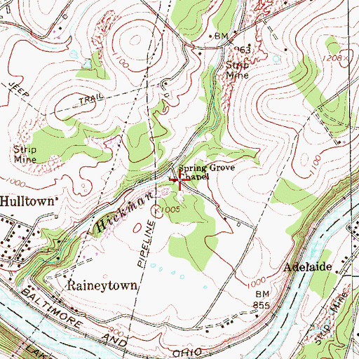 Topographic Map of Spring Grove Chapel, PA