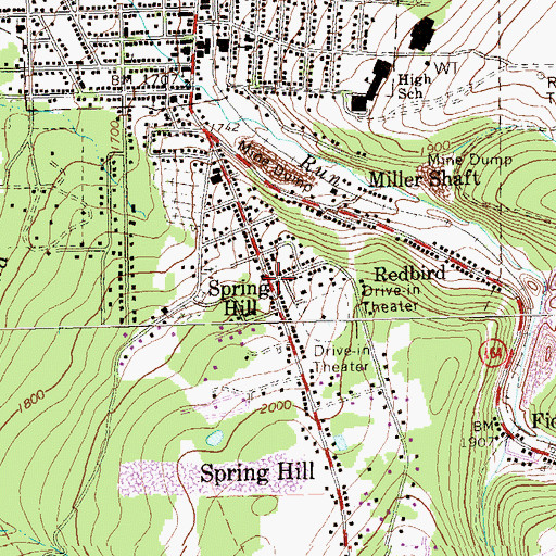 Topographic Map of Spring Hill, PA