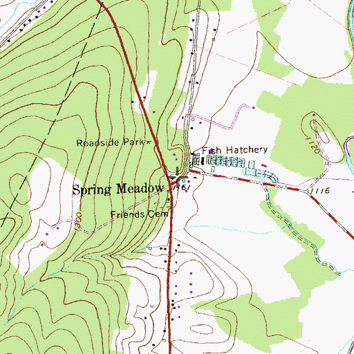 Topographic Map of Spring Meadow, PA