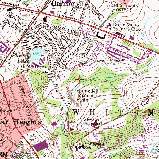 Topographic Map of Spring Mill Impounding, PA