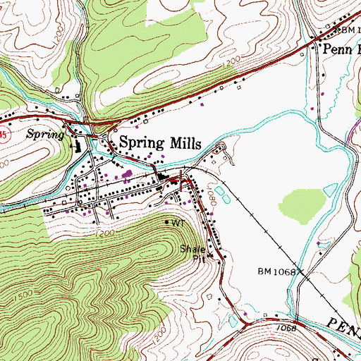 Topographic Map of Spring Mills, PA