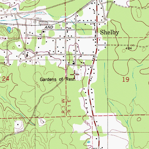 Topographic Map of Gardens of Rest, AL