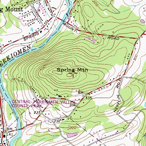 Topographic Map of Spring Mountain, PA