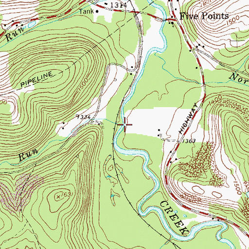 Topographic Map of Spring Run, PA