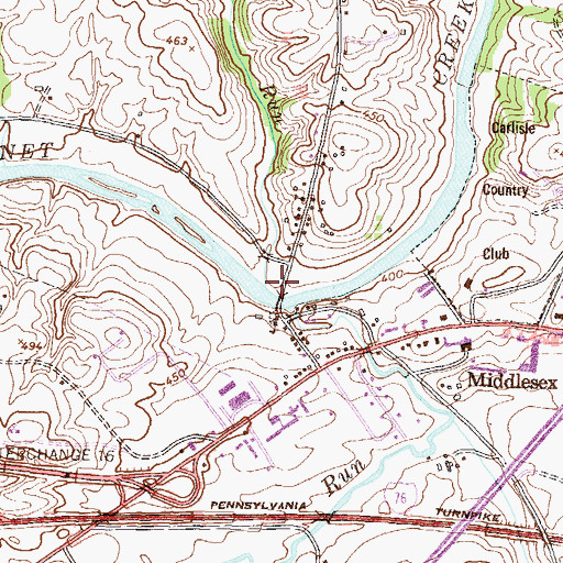 Topographic Map of Spring Run, PA