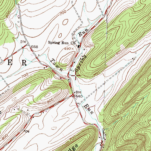 Topographic Map of Spring Run, PA