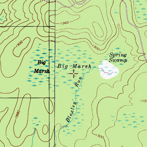 Topographic Map of Spring Swamp, PA