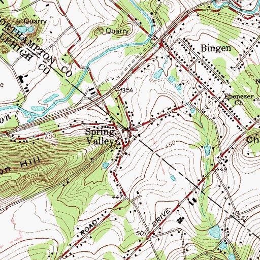 Topographic Map of Spring Valley, PA