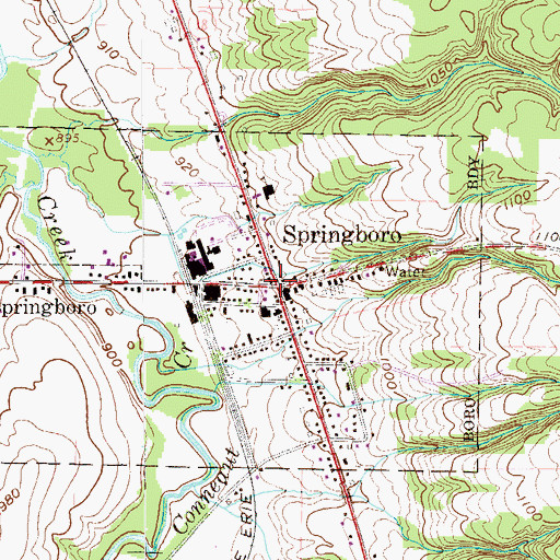 Topographic Map of Springboro, PA