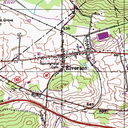 Topographic Map of Warwick Bible Church Cemetery, PA