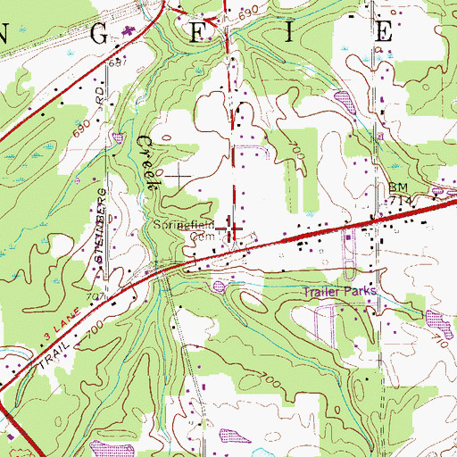 Topographic Map of Springfield Cemetery, PA