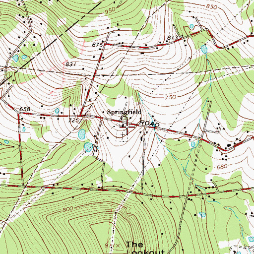 Topographic Map of Springfield Church, PA