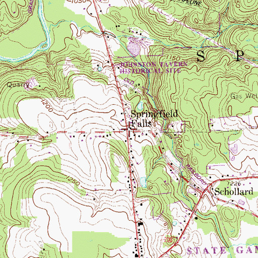 Topographic Map of Springfield Falls, PA