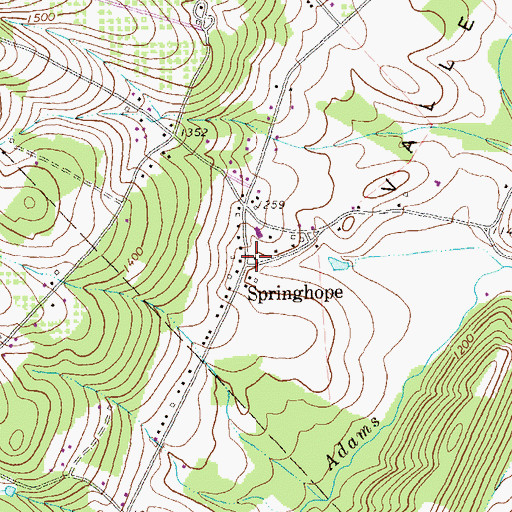 Topographic Map of Springhope, PA