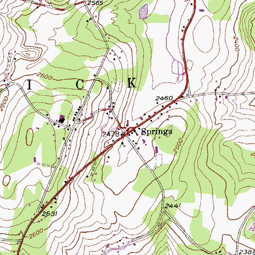 Topographic Map of Springs, PA