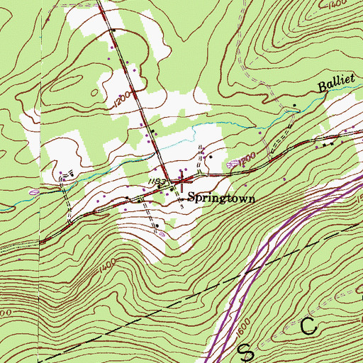 Topographic Map of Springtown, PA