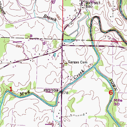 Topographic Map of Gargas Cemetery, AL