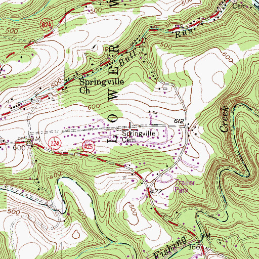 Topographic Map of Springville Cemetery, PA