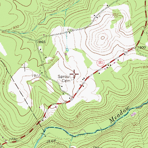 Topographic Map of Morris Family Cemetery, PA